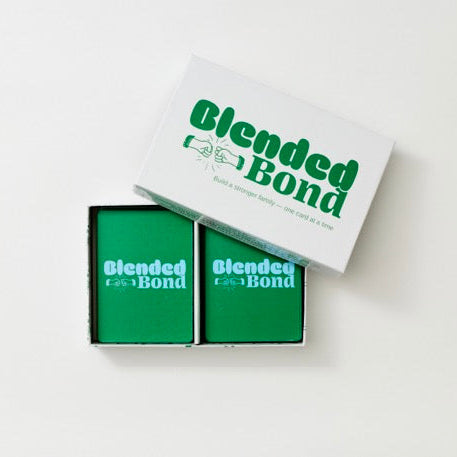 AVAILABLE NOW BLENDED BOND FAMILY GAME box and cards for family bonding activities.